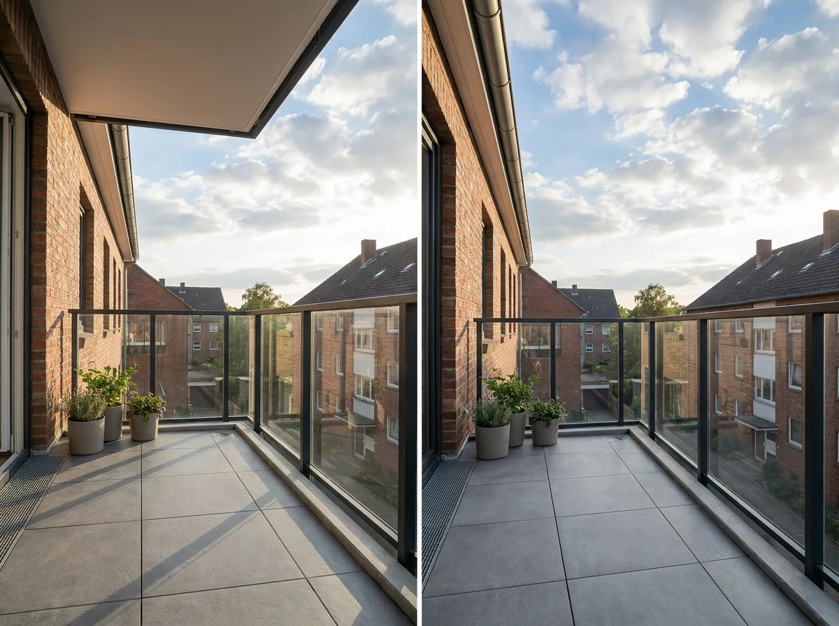 Eckbalkon vor und nach der Sanierung nachher